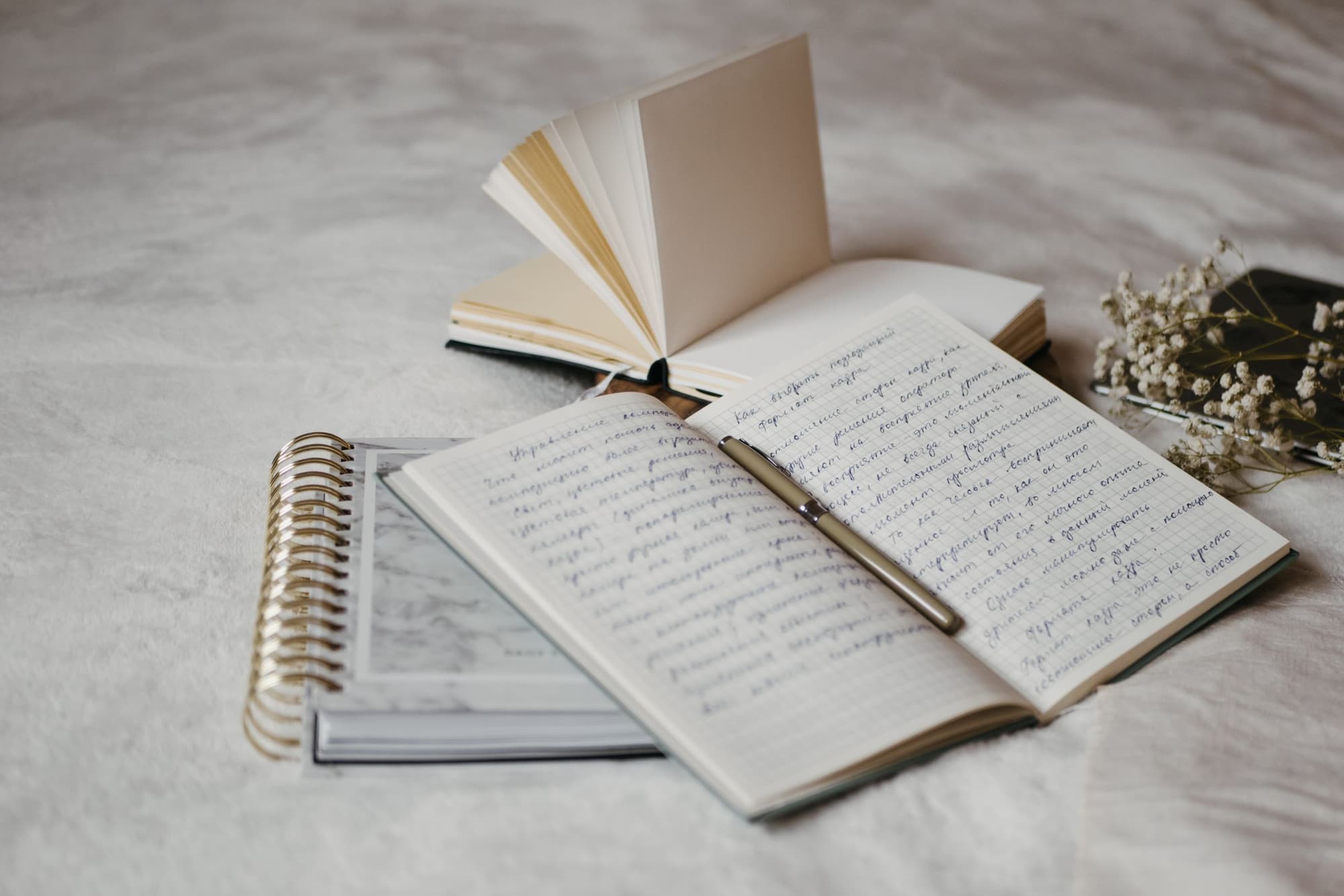An open notebook with handwritten notes